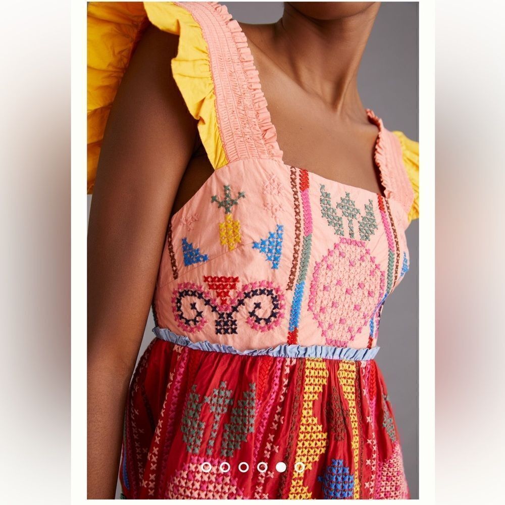 FARM Rio Colorblock Embroidered Mini Dress NWT - Picture 7 of 16
